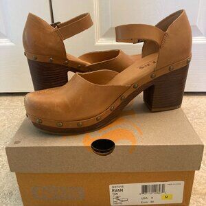 Kork-Ease Evah Studded Tan Leather strap Clogs- Size 8